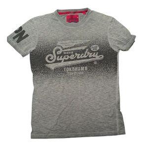 Superdry "Jin Lab" Yokohama Grey Fade Graphic Tee T-shirt Small Men's